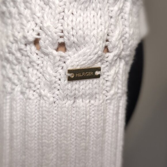 Tommy Hilfiger Cable Knit Sweater Cotton Slouchy Relaxed Fit Open Knit - Picture 7 of 11